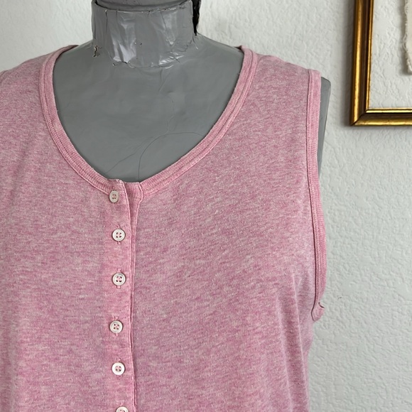 Aquascutum Marled Nubby Button Front Salmon Tank Top - Picture 2 of 9